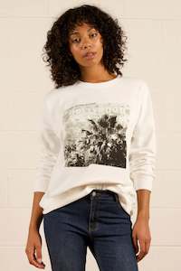 Sweatshirts And Hoodies: Amara Slouch Sweat - Hollywood Vintage White