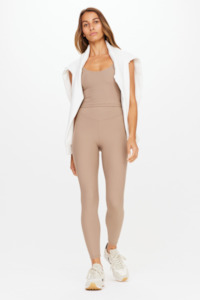 Peached 25" High Waist Midi Pant - Mushroom