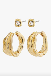 Feel Earrings - 2-In-1 Set - Crystal/Gold Plated