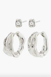 Jewellery: Feel Earrings - 2-In-1 Set - Crystal/Silver Plated