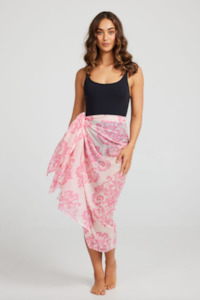 Sierra Sarong/Scarf - Hot Pink + Pink Sorbet Fleur De Lis