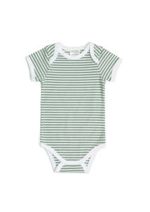 Gifts For Baby: Cotton Bodysuit - Sage Stripe