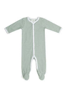 Cotton Babygrow - Sage Stripe