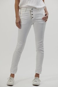 Italian Star Button Jeans - White