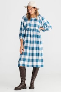 Angel Wings Dress - Blue Steel Check