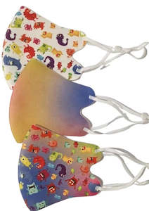 Face Masks: Kids Face Masks 3 Pack - Ombre Rainbow Monster / Ombre Rainbow Plain / White Monsters