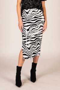 Sara Sequin Pencil Skirt - Zebra