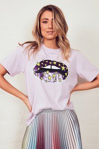 The Vintage Tee - Lilac w/ Star Gazing Lips