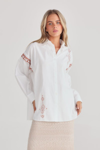 Flamenco Shirt - White with Clay