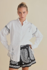 Shirts Tops: Flamenco Shirt - White with Black