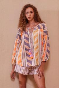 Devotion Nadia Blouse - Orange/Lilac