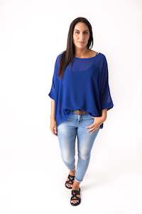 Clothing: Cobalt Draped Top - Essential Collection