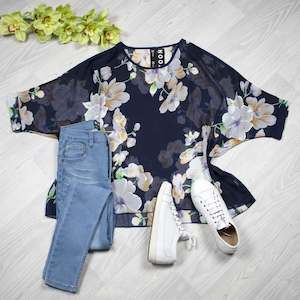 Clothing: Frangipani Draped Top - Floral Collection