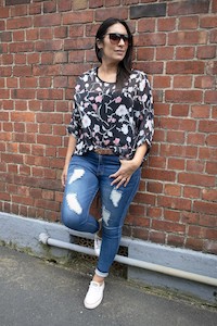 Clothing: Climbing Flowers Draped Top - Floral Collection