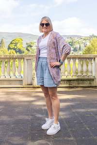 Clothing: Lavender Floral - Short Patterned Kimono