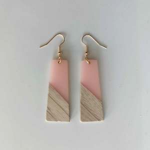 Pink/Wood earrings