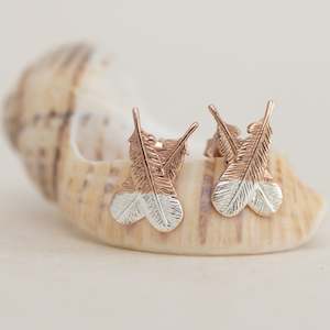 Womenswear: Rose Gold - Huia Feather Studs