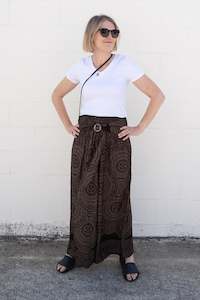 Loose Tie Palazzo Pants - Chocolate Mandala