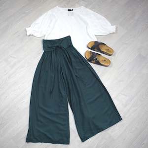 Loose Tie Palazzo Pants - Dark Emerald