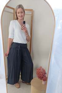 Loose Tie Palazzo Pants - Steel Grey