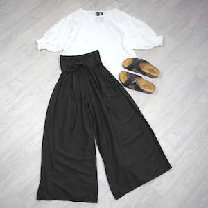 Loose Tie Palazzo Pants - Black