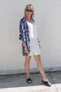 Clothing: Cobalt Periwinkle - Short Patterned Kimono