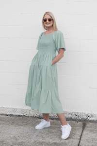 Shirred Bust Soph Maxi - Green