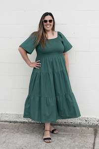 Clothing: Shirred Bust Soph Maxi - Emerald Green