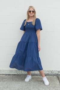 Shirred Bust Soph Maxi - Navy