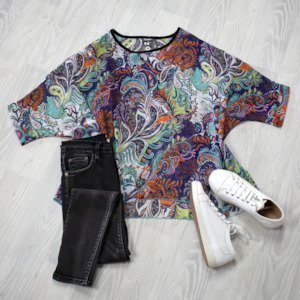 Rainbow Paisley Draped Top - Vogue Collection