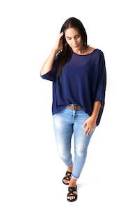 Clothing: PRE-ORDER** Navy Draped Top- Essential Collection