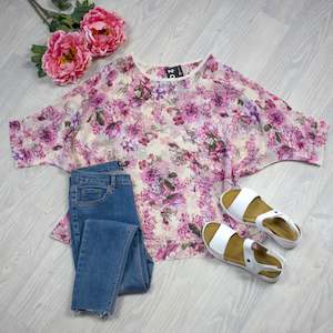 PRE-ORDER** Vintage Pink Floral Draped Top - Floral Collection