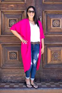 Long Plain Kimono - Hot Pink