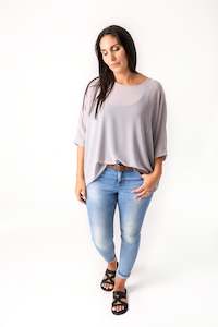 Clothing: Grey Draped Top - Essential Collection