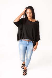 Clothing: Black Draped Top - Essential Collection