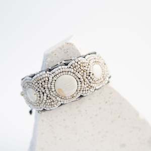 Womenswear: Beaded Wide Bracelet - Cream