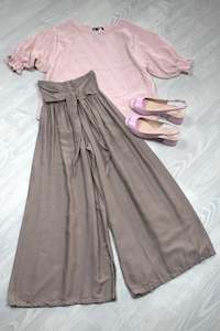 Loose Tie Palazzo Pants - Latte