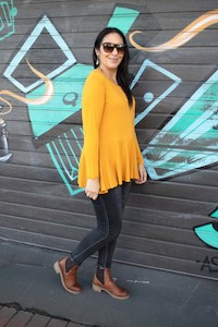 LS Loose Ruffle Hem Top - Mustard