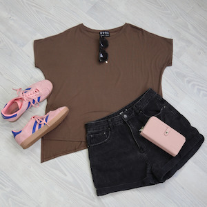 Asymmetrical Tee - Dark Mocha