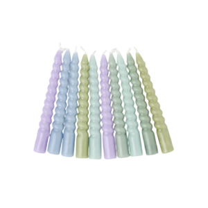 Twisted Candle 10-Pack Mini 10cm, Green/Purple