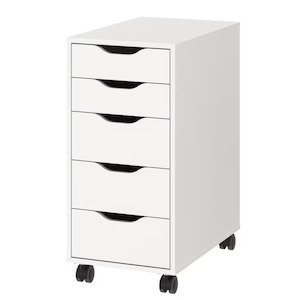 Furniture: Ikea Alex 5-Drawer Unit on Wheels, 36x76cm, White