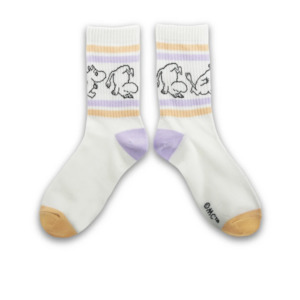 Happy Moomintroll Retro Tennis Womens Socks, White/Purple