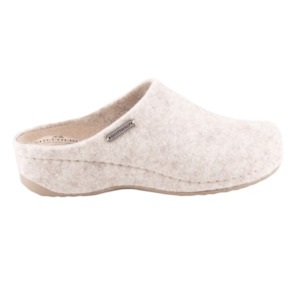 Gitte Heeled Wool Blend Slippers, Creme