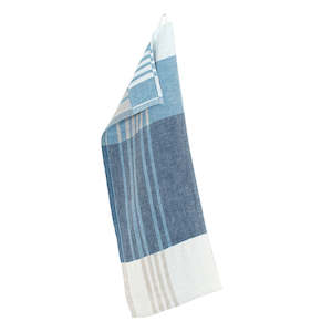 Toffee Washed Linen Tea Towel 48x70cm, Blueberry-Rainy Blue