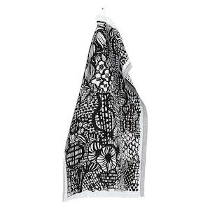 Porch Veranta Washed Linen Tea Towel 48x70cm, White-Black