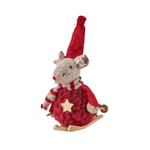 Furniture: Christmas Mouse with Skis, Red