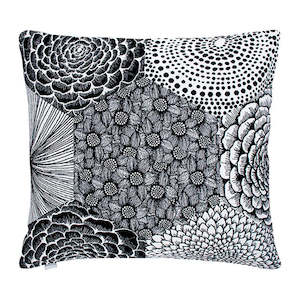 Ruut Linen Cushion Cover 45x45cm,  White-Black