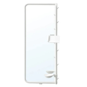 Ikea Mojlighet Mirror with Phone Holder & Hooks, 34x81cm, White