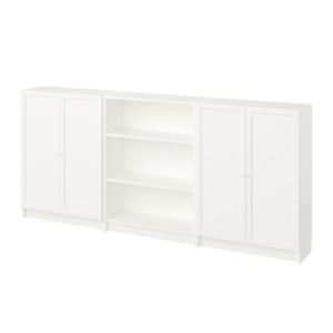 Furniture: Ikea Billy Bookcase with Oxberg Solid Doors, 240x30x106cm, White