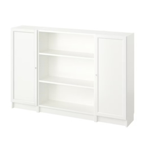 Ikea Billy Bookcase with Oxberg Solid Doors, 160x30x106cm, White